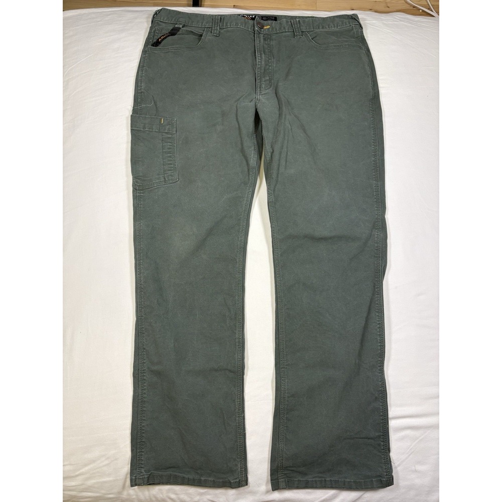 Ariat Rebar M4 Work Pants Mens 38x32 Green Canvas Relaxed Straight DuraStretch